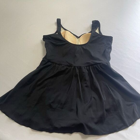 Vintage Roxanne Black Bra Sized One Piece Swimdress Size 16 40 C Union USA - Picture 8 of 9
